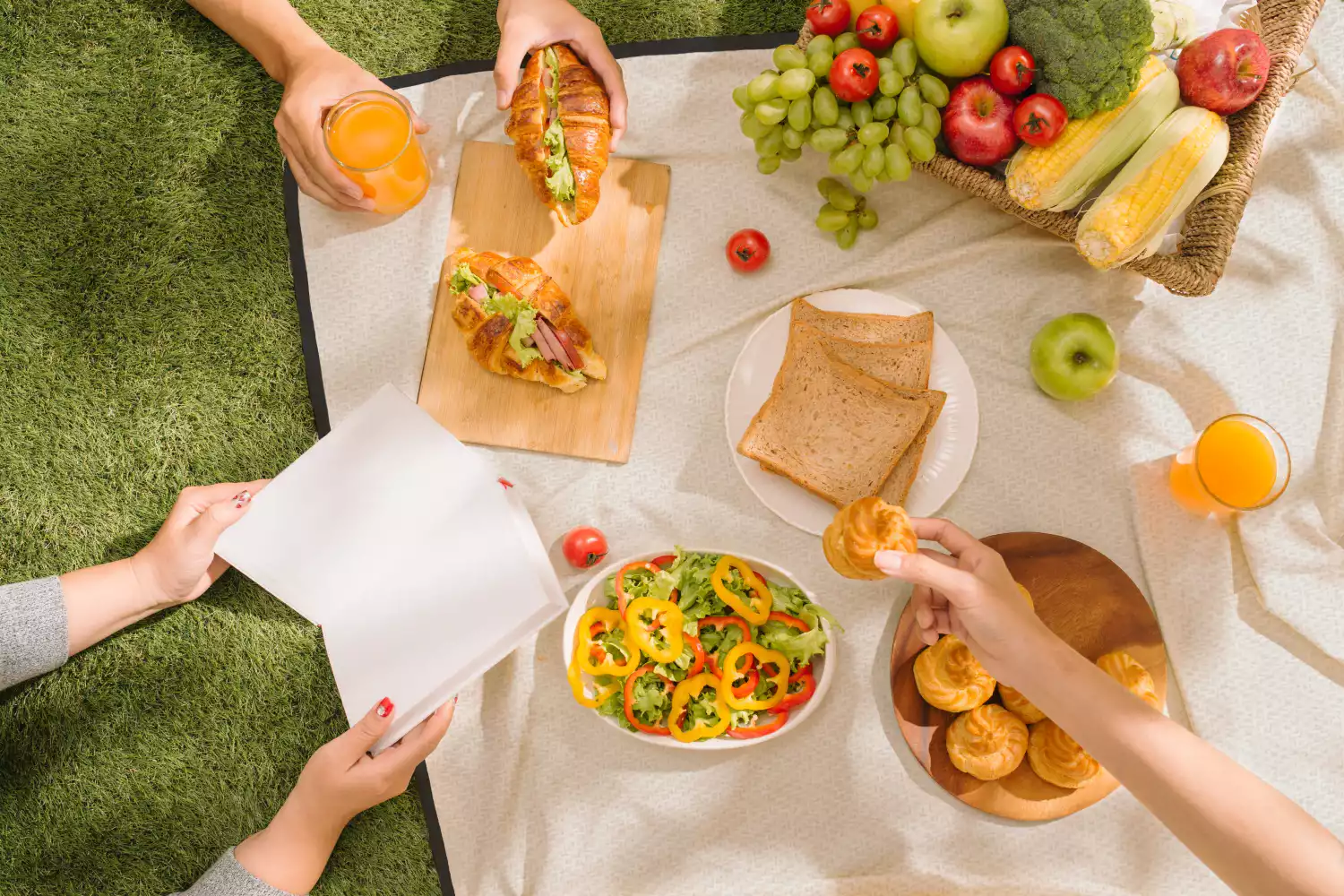 beige picnic blanket