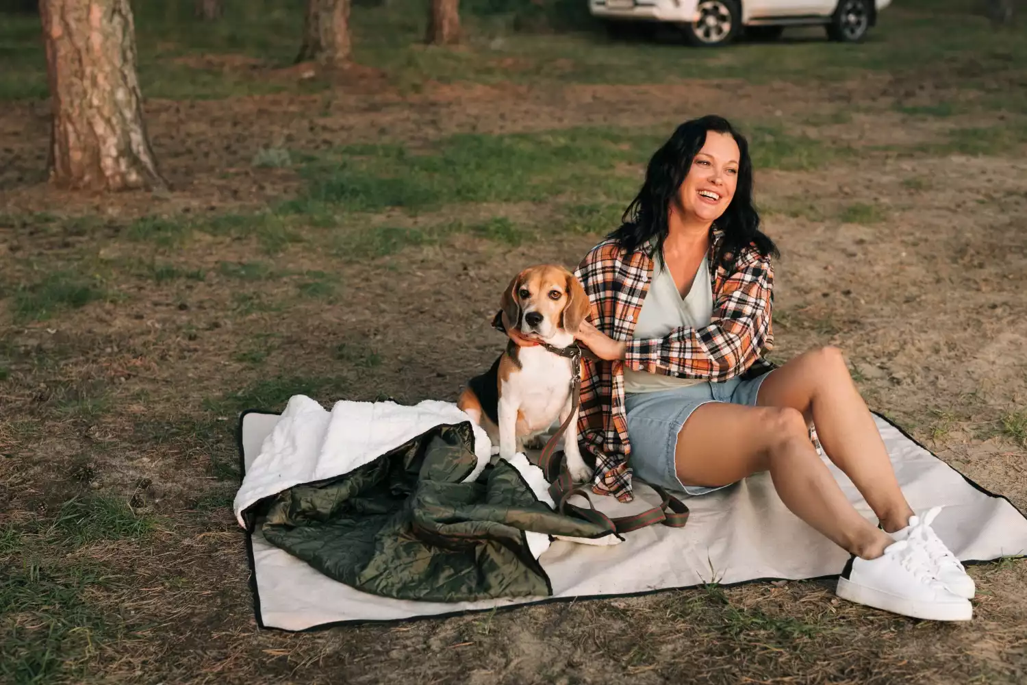 beige picnic blanket